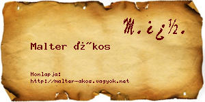 Malter Ákos névjegykártya